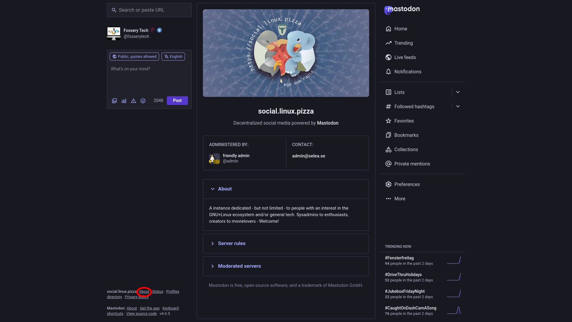 Mastodon About page