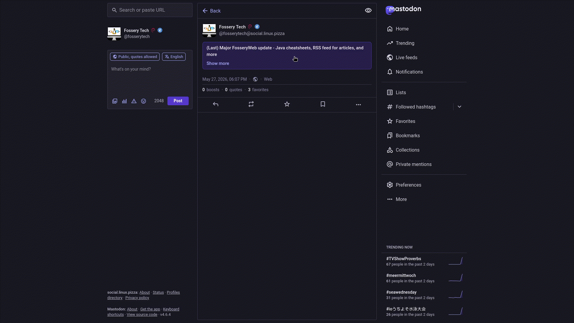Mastodon content warning