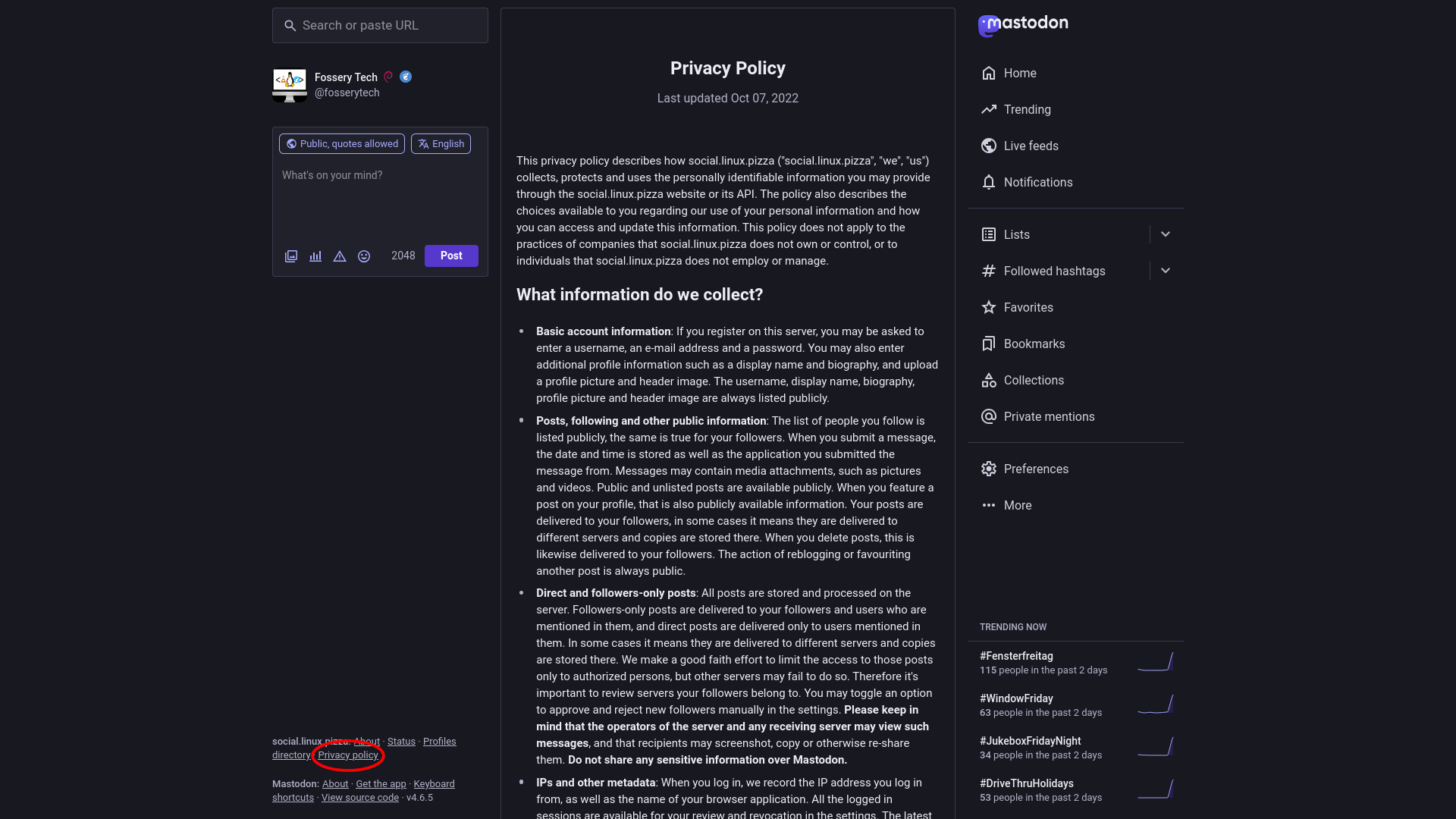 Mastodon Privacy Policy